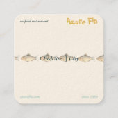 Azure Fin Coastal Fish Pattern Vis Restaurant Vierkante Visitekaartje (Achterkant)