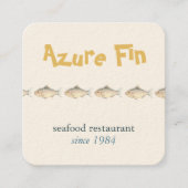 Azure Fin Coastal Fish Pattern Vis Restaurant Vierkante Visitekaartje (Voorkant)