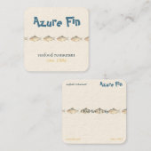 Azure Fin Coastal Fish Pattern Vis Restaurant Vierkante Visitekaartje (Voorkant / Achterkant)