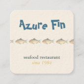 Azure Fin Coastal Fish Pattern Vis Restaurant Vierkante Visitekaartje (Voorkant)