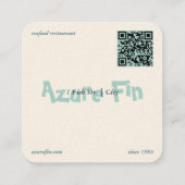 Azure Fin Elegant Fish Restaurant Logo Vierkante Visitekaartje (Achterkant)
