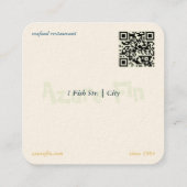 Azure Fin Elegant Fish Restaurant Logo Vierkante Visitekaartje (Achterkant)