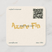 Azure Fin Elegant Fish Restaurant Logo Vierkante Visitekaartje (Achterkant)