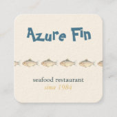 Azure Fin Elegant Fish Restaurant Logo Vierkante Visitekaartje (Voorkant)