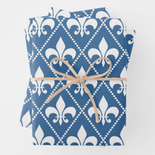Azure Fleur de Lis Inpakpapier Vel