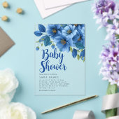 Azure Floral Acrylic Baby Shower Invitation Acryl Uitnodigingen (Insitu (Huwelijk))