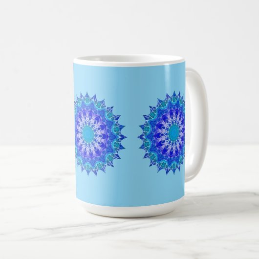 Azure Flower Mandala Mug Koffiemok (Voorkant rechts)