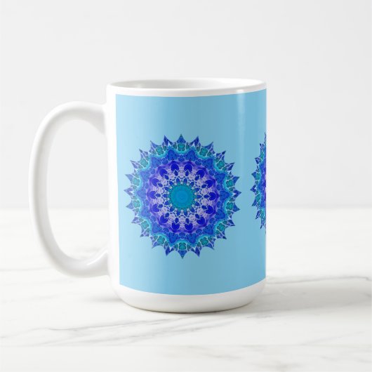 Azure Flower Mandala Mug Koffiemok (Links)