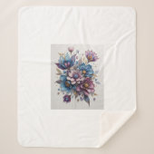 Azure Flower Symphony Sherpa Deken (Voorkant)