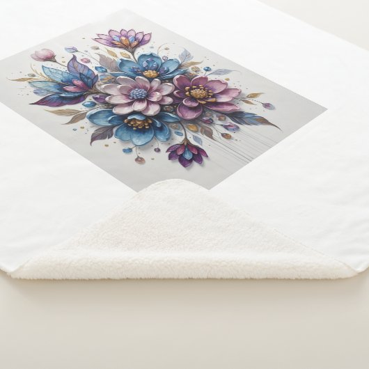 Azure Flower Symphony Sherpa Deken (3/4)