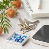 Azure Fragment Personalized Square Keychain (Zijkant)