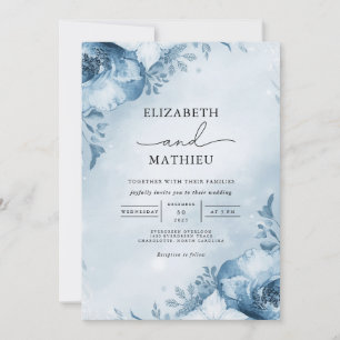 Azure Frost Bloom Wedding Kaart