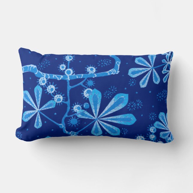 Azure Frost Flower Retangular Pillow Kussen (Voorkant)