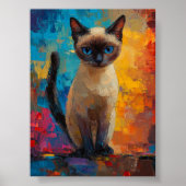 Azure-Gazed Siamese — Vivid Brushstroke Portrait Poster (Voorkant)