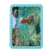Azure Gingham Plaid Family Photo Magneet (Verticaal)