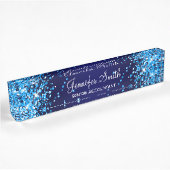 Azure Glitter Navy Blauwe Gradiënt Naambordje