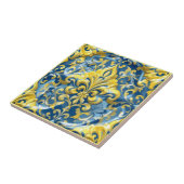 Azure Gold Damask Tegeltje (Zijkant)