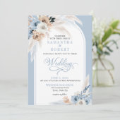 Azure & Gold Harmony Huwelijksuitnodiging Kaart (Staand voorkant)