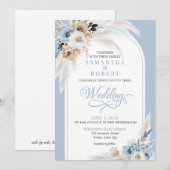 Azure & Gold Harmony Huwelijksuitnodiging Kaart (Voorkant / Achterkant)
