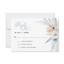 Azure & Gold Harmony Wedding RSVP-Kaart
