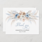 Azure & Gold Harmony: Wedding Thank You Card Bedankkaart (Voorkant / Achterkant)