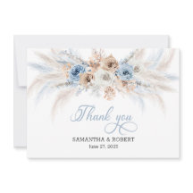 Azure & Gold Harmony: Wedding Thank You Card