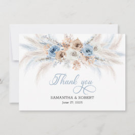 Azure & Gold Harmony: Wedding Thank You Card Bedankkaart