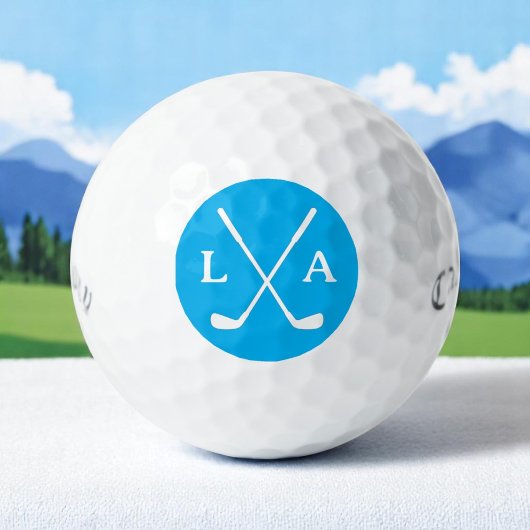 Azure Golfer Initialen en Clubs Golfballen