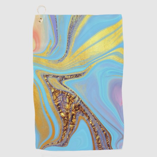 Azure Goud Stroom Golfhanddoek (Voorkant)