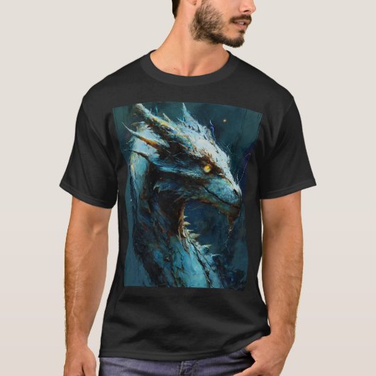Azure Guardian: Fierce Dragon Art T-shirt (Voorkant)