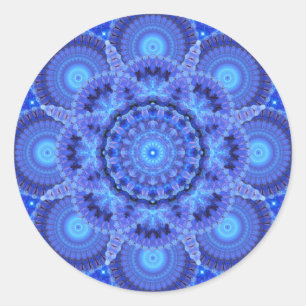 Azure Harmony Mandala Ronde Sticker