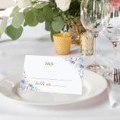 Azure & Ivory Floral Romance Wedding  Plaatskaartje