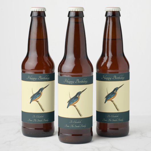 Azure Kingfisher Bier Etiket (Flessen)
