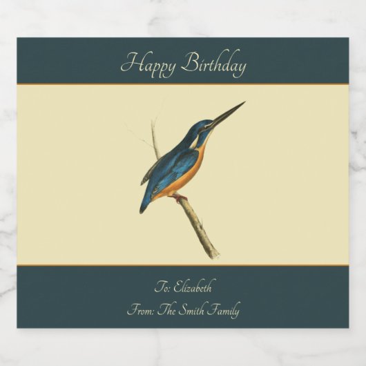 Azure Kingfisher Bier Etiket (Enkel label)