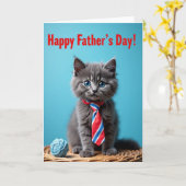Azure Kitten Vaderdagkaart Kaart (Gele Bloem)