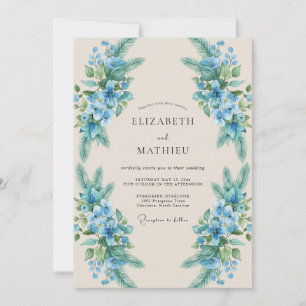 Azure Korenbloem Loof Eucalyptus Bruiloft Kaart