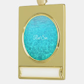 Azure-lagune in het Rode zee Verguld Banner Ornament (Links)