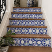 Azure Lattice Blue Geometric Floral Mediterranean Tegeltje