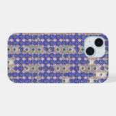Azure Lattice Mosaic Geometric Pattern 1297 iPhone 15 Case (Achterkant horizontaal)