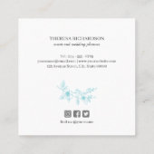 Azure Magnolia Wreath Monogram social media Vierkante Visitekaartje (Achterkant)