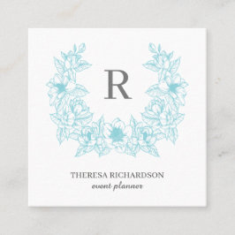 Azure Magnolia Wreath Monogram social media Vierkante Visitekaartje