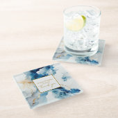 AZURE Marble Dreams Gala | Glitter Sla de datum op Glazen Onderzetter (Schuin)