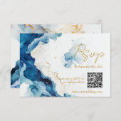 AZURE Marble Dreams Gala QR-code RSVP-kaart RSVP Kaartje (Voorkant / Achterkant)