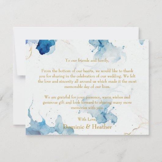 AZURE Marble Droom Gala Bedankkaart (Achterkant)