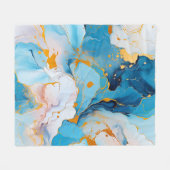 Azure Marble with Golden Splashes Fleece Deken (Voorkant (Horizontaal))