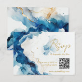 AZURE Marmer Dromen Gala QR Code RSVP Kaart (Voorkant / Achterkant)