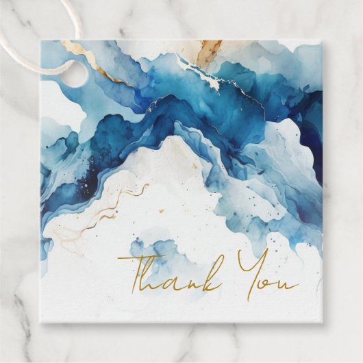 AZURE Marmeren Dromen Gala Bedankjes Labels (Voorkant)