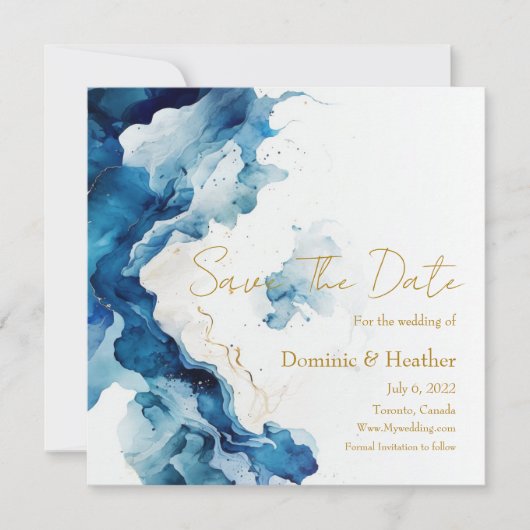 AZURE Marmeren Dromengala | Glitter Redding De Dat Save The Date (Voorkant)