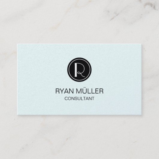 Azure Mist Professional Chic Plain en Monogram Visitekaartje (Voorkant)