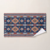 Azure Navy and Terracotta Geometric Tribal Bad Handdoek (Handdoek)